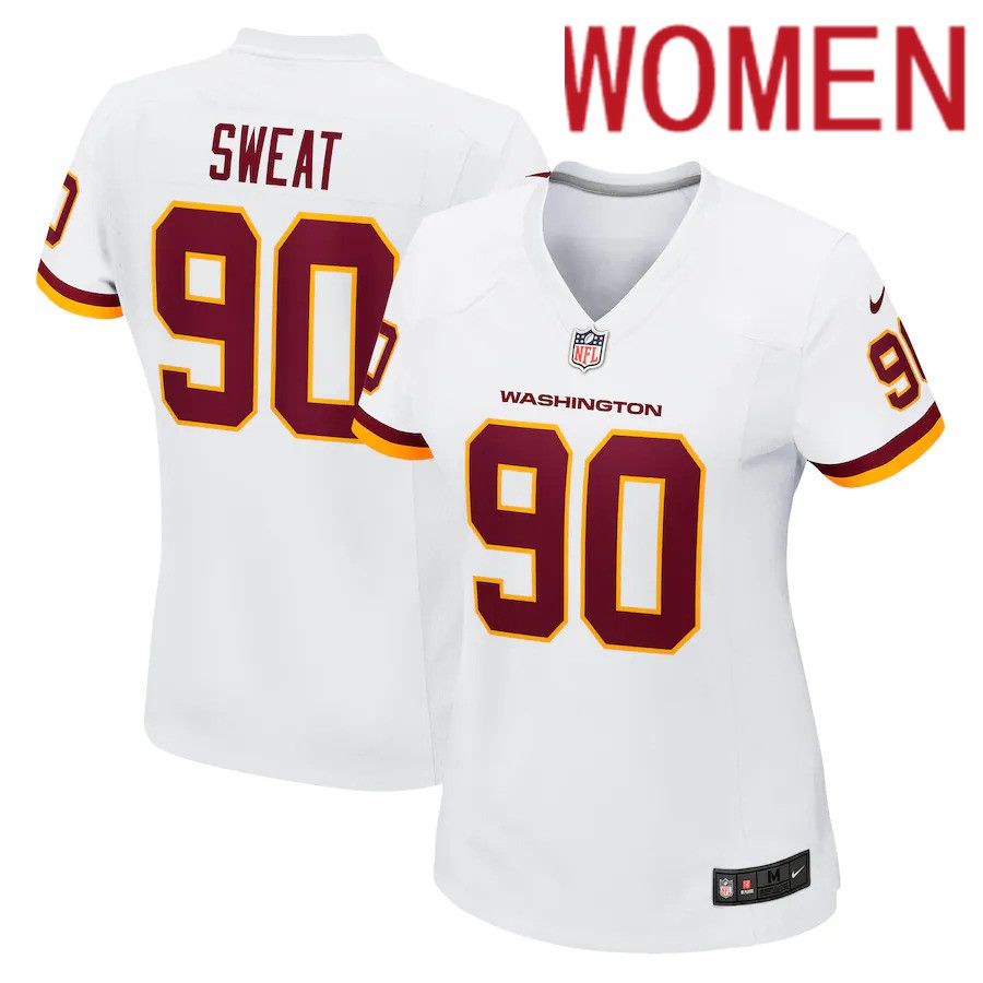 Women Washington Redskins 90 Montez Sweat Nike White Game NFL Jersey